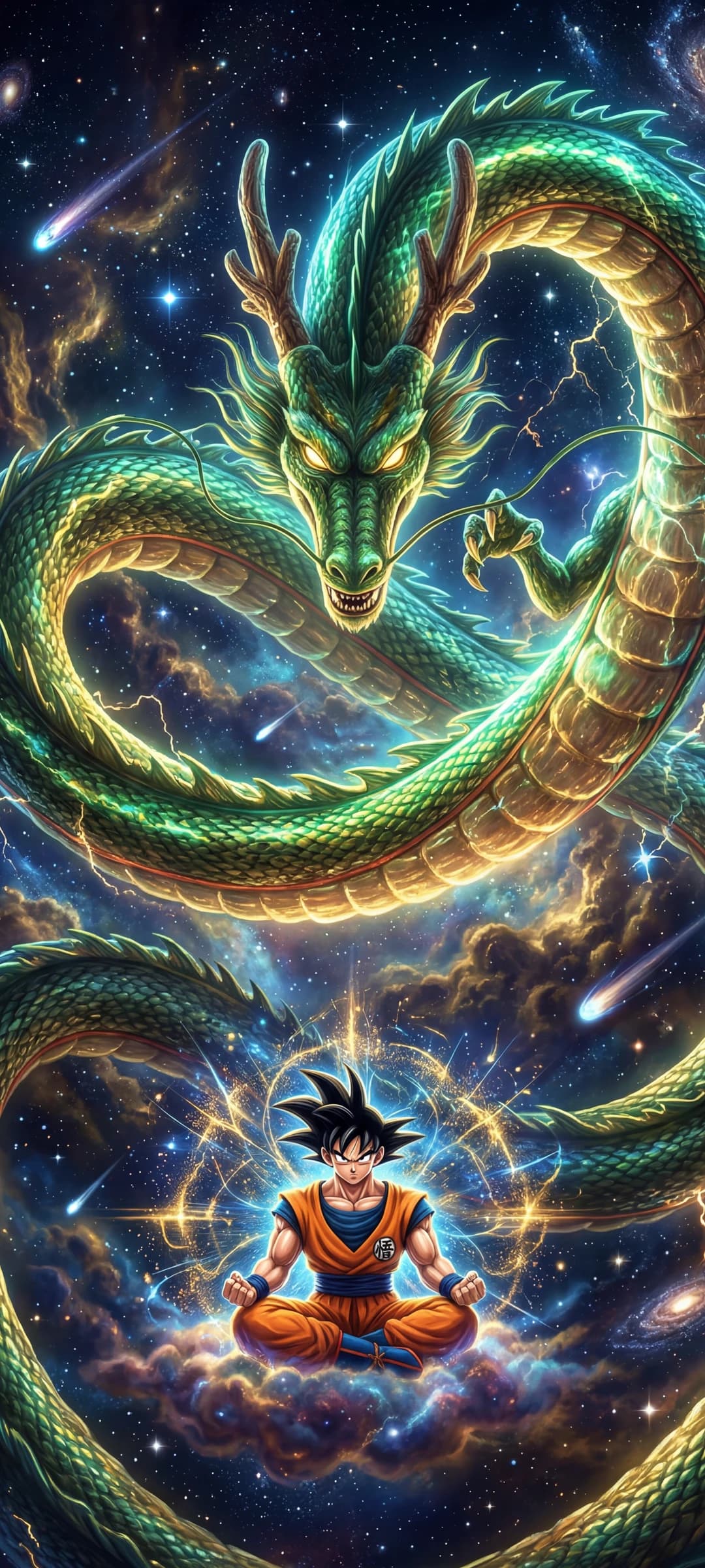 Goku vs. Shenron in Dramatic Sky