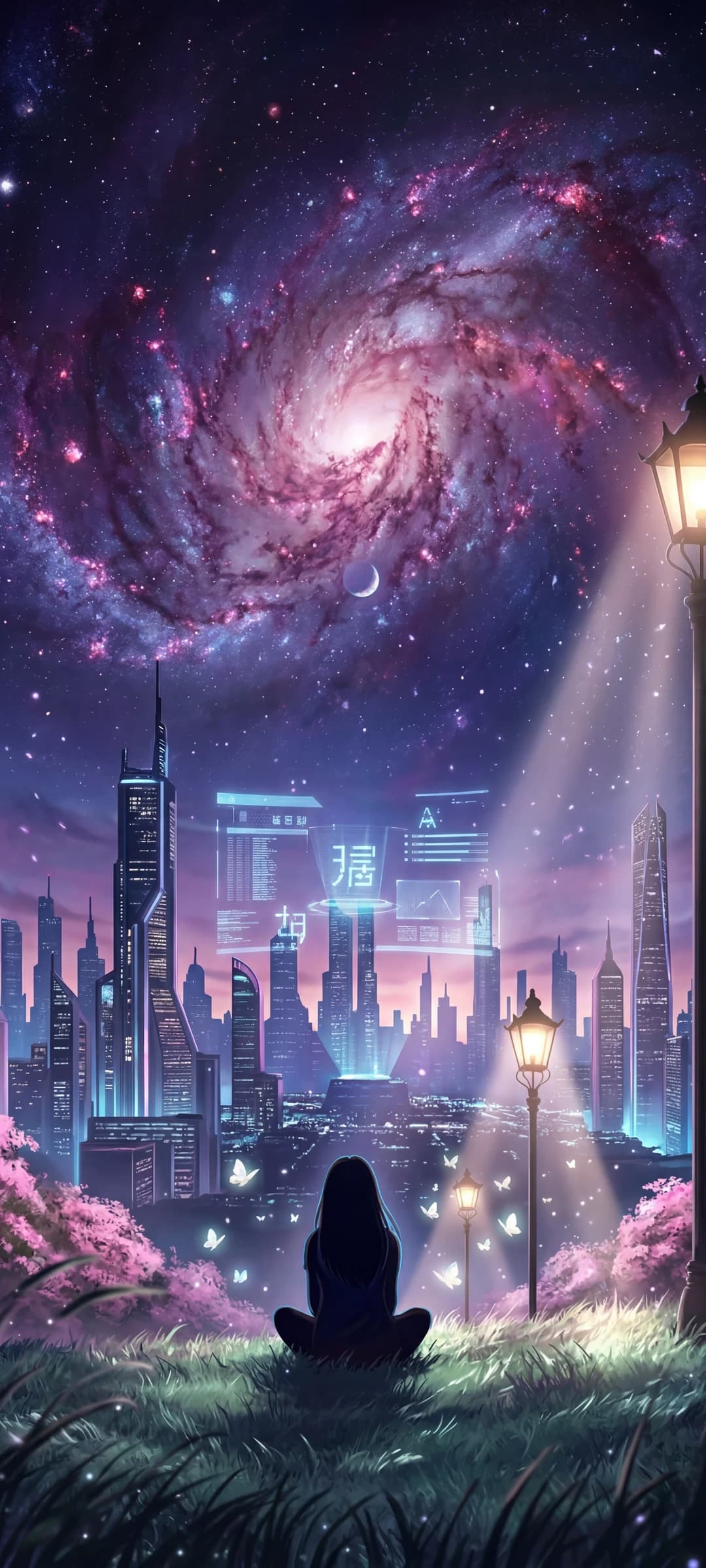 Anime Girl's Dusk Cityscape View