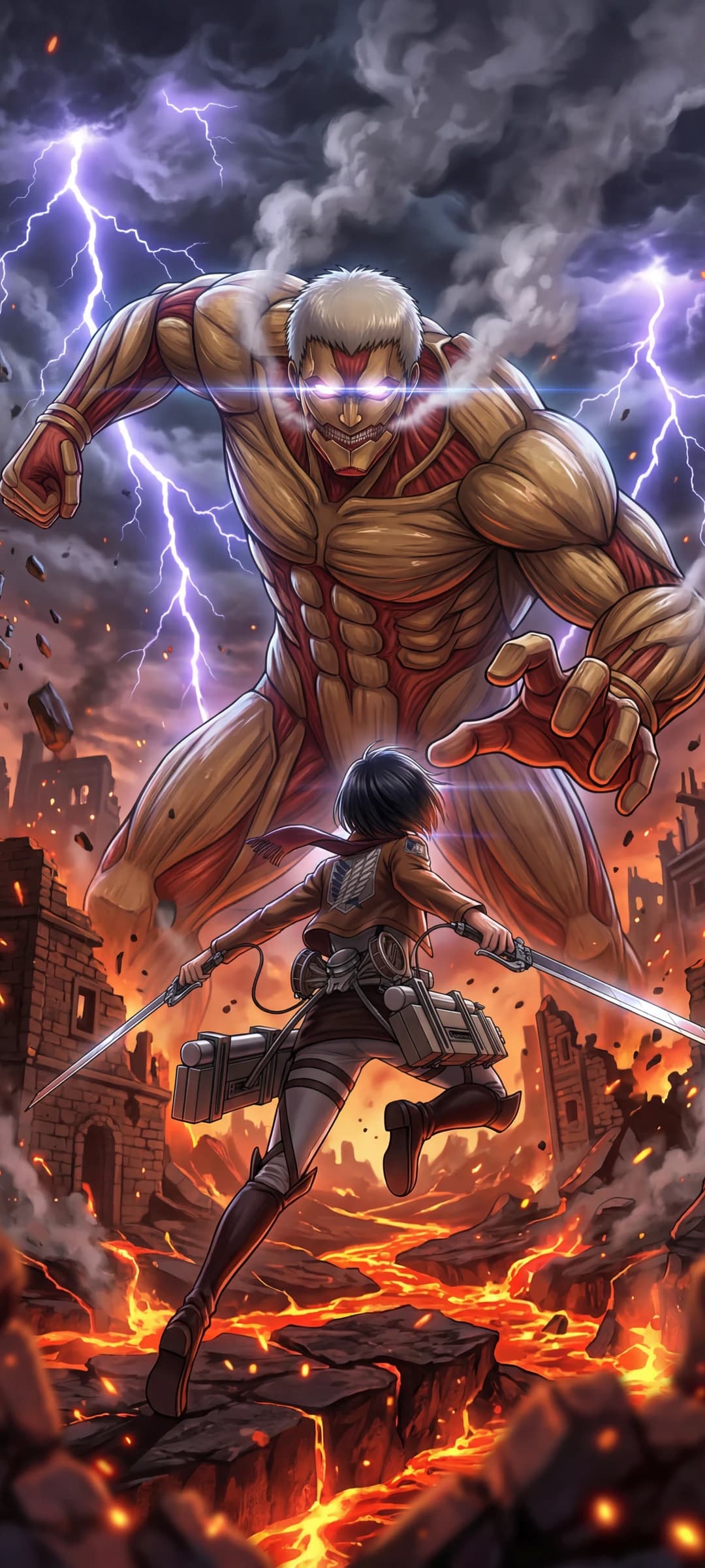 Mikasa Confronts the Armored Titan