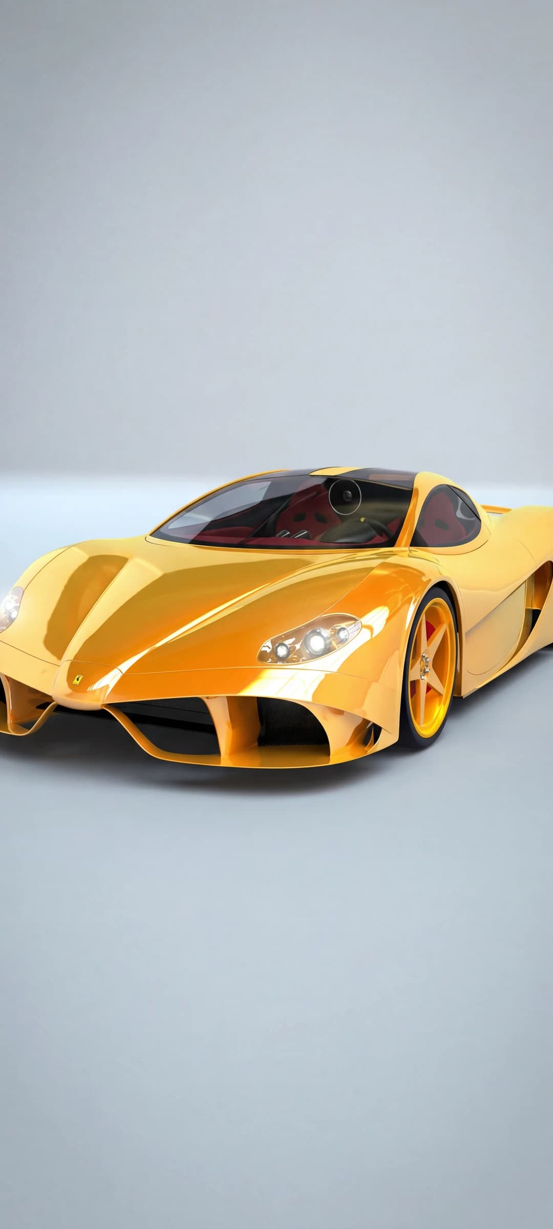 Sleek Yellow Ferrari Sports Car