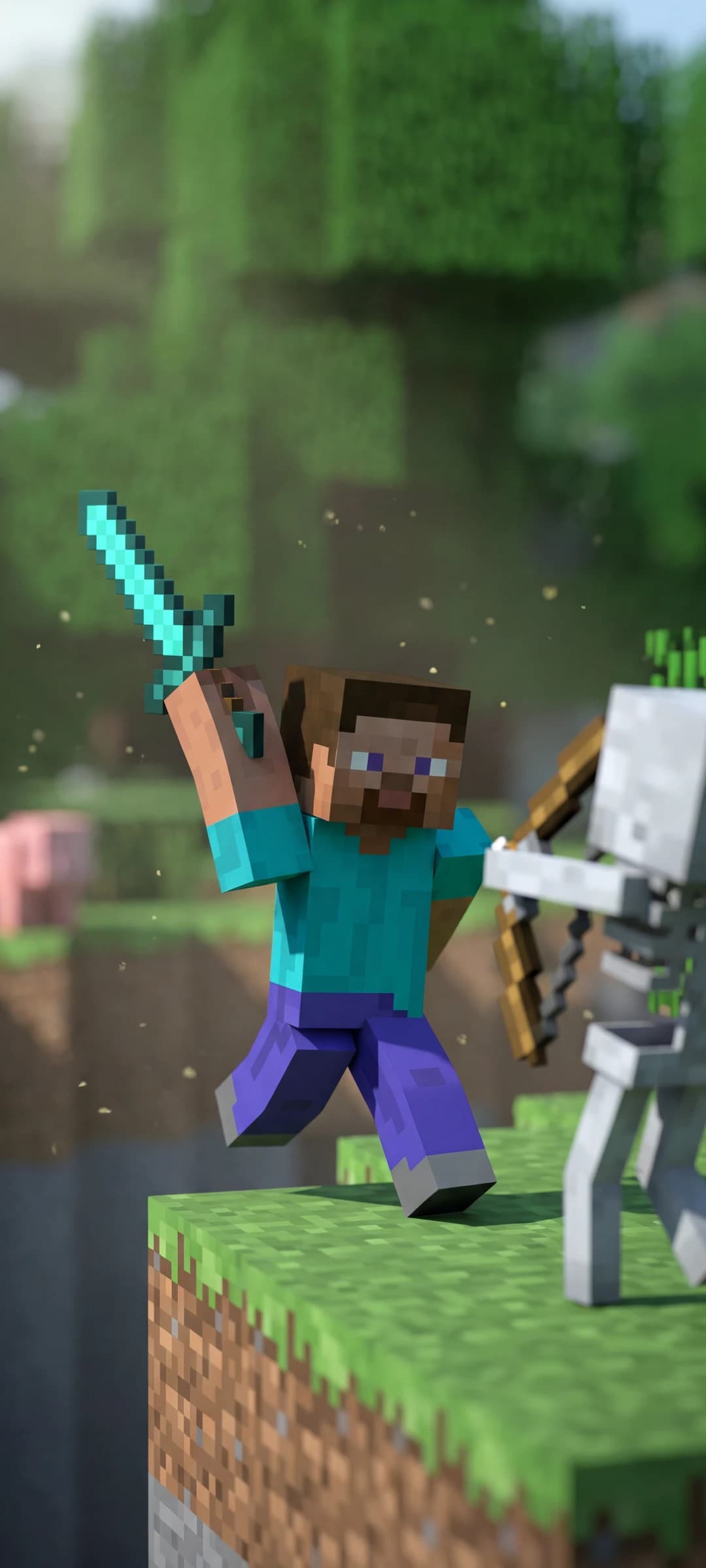 Steve vs Skeleton in Minecraft