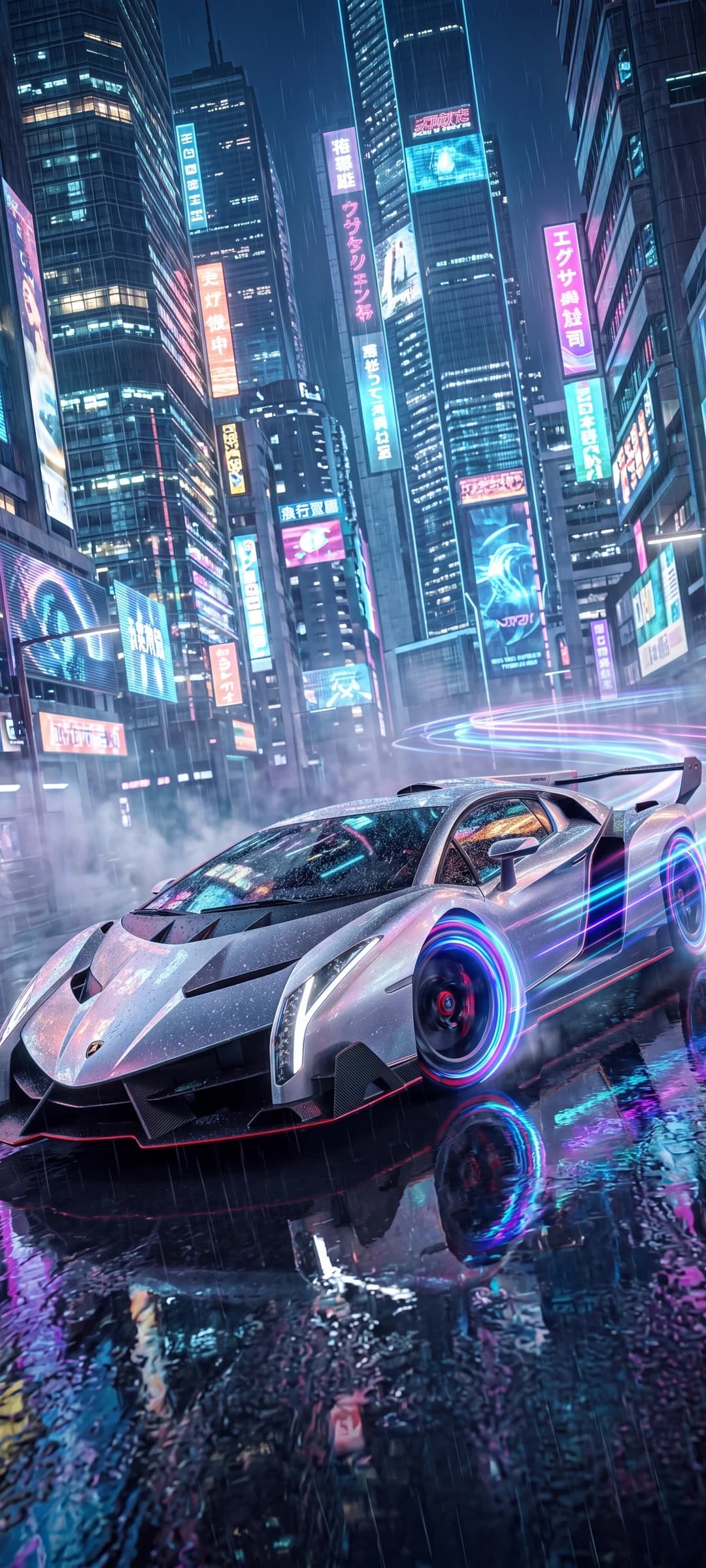 Sleek Silver Lamborghini Veneno on Track