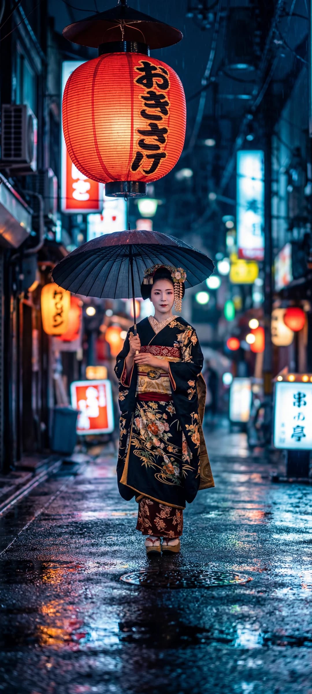 Tokyo Geisha in Rain